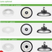 Industrial High Bay LED Lights with 3-power and 3-CCT selectable features, ensuring optimal brightness and energy savings in large spaces.