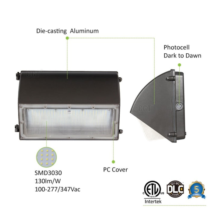 Wall Pack LED Light Half Cut Off with Photocell for Bright, Cost-Effective Illumination